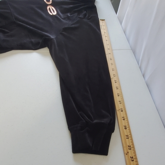 Bebe Velour Hoodie Size 3X Metallic Spell Out Zip Front Soft Black Jacket Y2K - Picture 7 of 11
